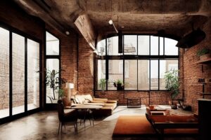 NYC Remodel - Red Brick New York Loft with plants.